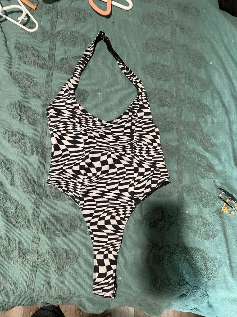 Wavy checkerboard bodysuit